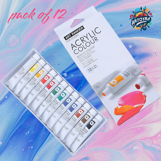 pack of  12 acryllic paint Art Rangers paint set 12ml tubes for canvas painting