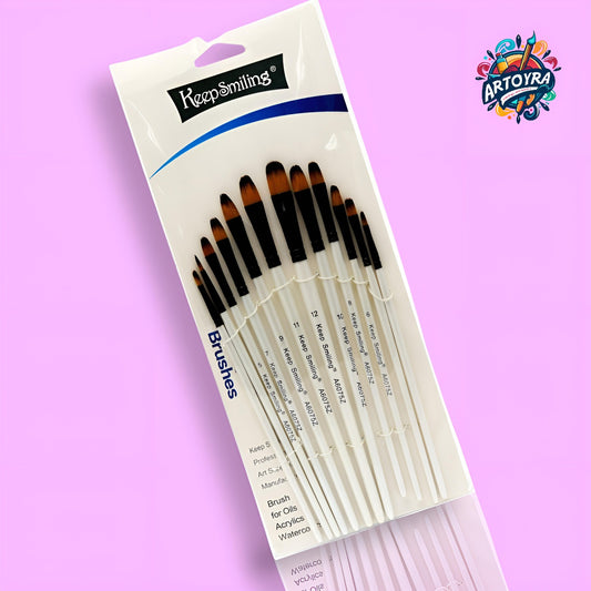 12-Piece Professional Paint Brush Set – Perfect for Every Artist! 🖌️
