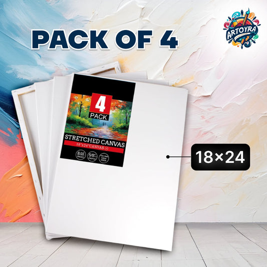 Pack of 4 Large Stretched Canvases – Perfect for Artists! 🖌️ 18x24 inches premium quality